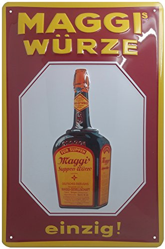 MAGGI Würze Blechschild ROT Werbung Küche Retro Nostalgie 20 x 30 cm, hochwertig geprägt 30 x 20 cm - Wandschild, Türschild, Dekoration