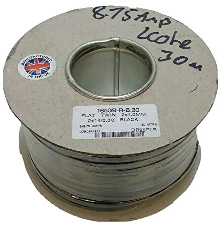 12V 24V 30m REEL 8.75 AMP 2 CORE TWIN CORE FLAT PVC CABLE WIRE AUTOMARINE