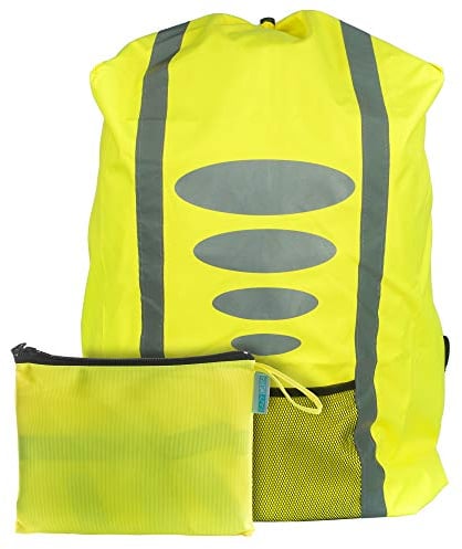 EAZY CASE Rucksack Schulranzen Regenschutz, Schutzhülle mit Reflektorstreifen, Regenüberzug, Regenschutzhülle wasserabweisend mit Reflektor und Tasche für mehr Sicherheit im Straßenverkehr, Gelb