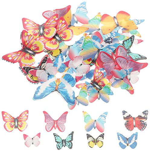 LIOOBO Schmetterling Kuchen Dekoration Essbare Reispapier Cake Deko 40Pcs (Verschiedene Muster)