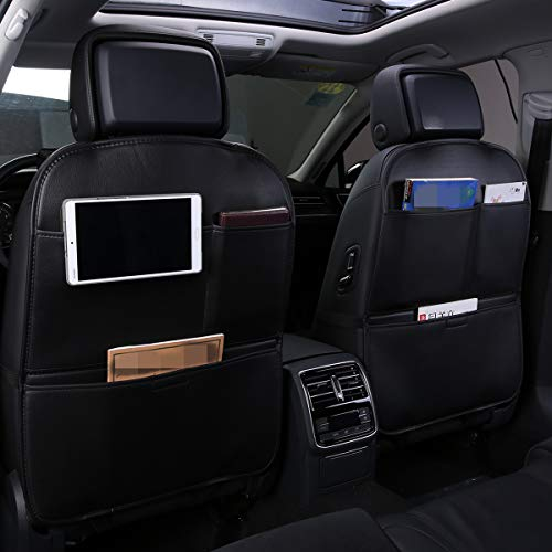HONCENMAX Auto Rückenlehnenschutz, Rückenlehnen Kinder Rücksitztasche, Große Taschen und iPad Fach, Auto Rücksitz Organizer, Wasserfester Autositz Rückenschutz, Kick-Matten-Schutz [2 Stück]