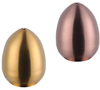 Meisha Salt and Pepper Shakers, Stainless Steel Egg Shape Salt and Pepper Dispenser, Perfect for Himalayan, Table Salt, White and Black Pepper (Set of 2) - Gold/Rose Gold