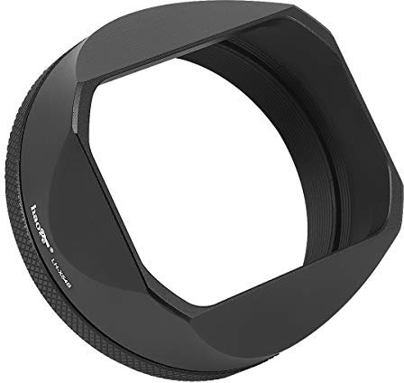 Haoge LH-X54B Square Metal Lens Hood with 49mm Adapter Ring for Fujifilm Fuji X100V Camera Black