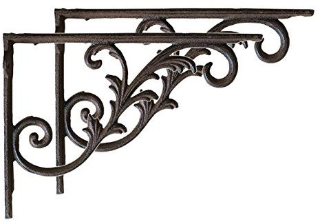 DIYH 2pcs Equerre D'étagere en Fer Forgé - Rétro Équerres Murale Supports D'étagère Décoratives, Petits Supports en Fonte De Fixation, pour Le Jardin Cours Intérieur Et Extérieur