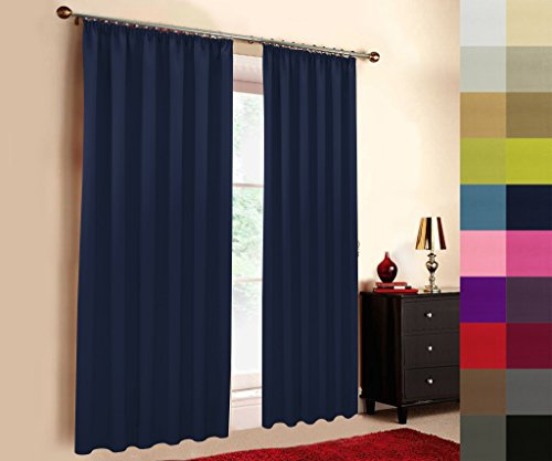 A-TEXTILE-24 Hochqualitativer Verdunkelungsvorhang nach Maß, Kräuselband, auf Maß vorhänge, Maßanfertigung, Gardinen nach Maß, Vorhang, Navy (Höhe: 70cm x Breite: 145cm)
