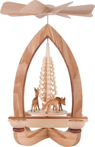 Erzgebirge Palast 1-stöckige Pyramide Rehe - Natur - 28 cm