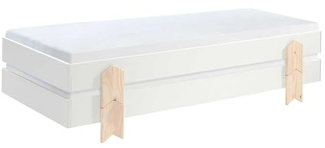 Kinderbett Modulo arrow 90x200 stapelbar 2er Set weiß/Kieferholz