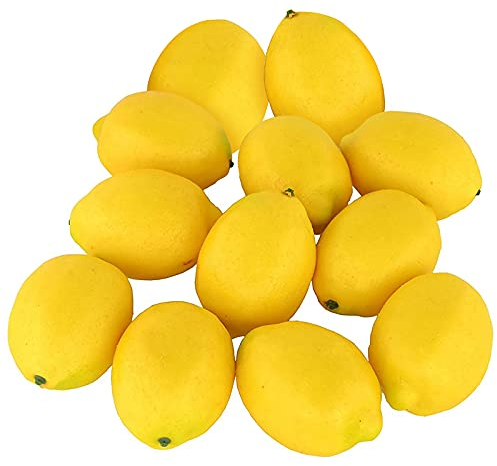 Hileyu 12 Pezzi Limoni Artificiali Modello di Frutta Limone Limoni Gialli Decorazione Cucina Frutta Finta Simulazione realistica Frutta Finta per la Decorazione del Partito(3.3x2.2in)
