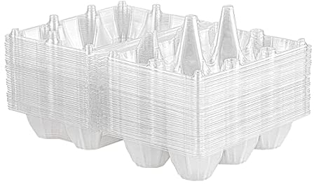 Beauneo 36 Pezzi di Cartoni per Uova in Plastica Trasparente Portauovo Contenitore Portaoggetti Vassoio per Uova per Pascolo Familiare, Frigorifero, 6 Griglie