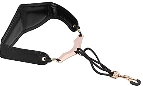 LiebeWH Saxophon-Halsgurt Sax Halsschlaufe Verstellbarer Saxophon-PU-Leder-Schultergurt mit Schützendem Metalldrehknopf für Sopran-Tenor-Altsaxophon