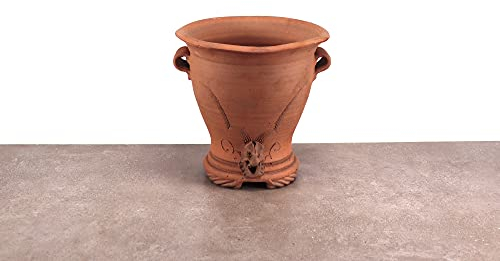 Palatina Werkstatt | hoher Pflanzpokal Amphore aus Terracotta | handgefertigtes Pflanzgefäß Blumentopf Vase Balkon Garten Terrasse (Klein)