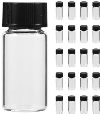 iplusmile 100pcs Transparent Glass Vials with Lid Flat Bottom Bottles for Science Essential Oils and Samples Hygienic and High-pressure Resistant Storage
