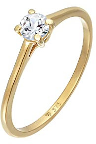 Elli Ring Damen Solitär Verlobungsring Elegant mit Topas Edelstein in 375 Gelbgold