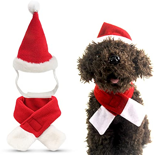 Czljyhiuaeng Katzen Weihnachtsmütze Weihnachten Haustier Hut Hunde Weihnachtskostüm Hund Katze Kostüm Mütze Weihnachtskostüm Für Katzen, Welpen Für Kleine Mittelgroße, Große Hund Katze 2Stück