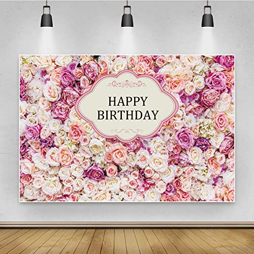 Renaiss 3x2m Blumen Fotografie Hintergrund Rosa weiße Blume Hintergrund für Hochzeit Geburtstag Familie Party Dekorationen Erwachsene Braut Portrait Schießen Kuchen Tisch Banner Foto Requisiten