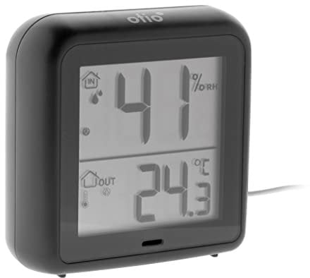 Thermomètre hygromètre noir à sonde filaire et capteur de précision - Otio