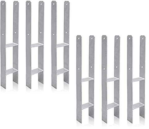 Lospitch 6 Stück H-anker 91MM H-Pfostenträger Pfosten 91 x 600 x 60 mm Langlebig Vierkantholzpfosten Materialstärke 4.7mm für Pfosten Zaun, Carports, Stelzenhäuser