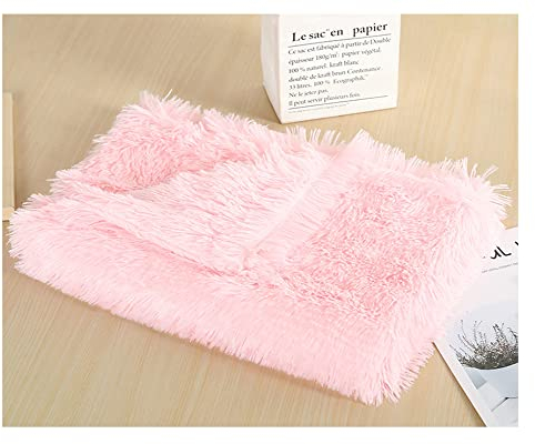 Pet Kitten Kunstpelz Weich und Bequem Hundedecke Katzendecke Plüschdecke,Rutschfester Flauschiges Katzenkorb Katzenbett Plüsch Kissenauflage Haustierbetten Hundematte Katzenkissen Hell pink 56*36cm