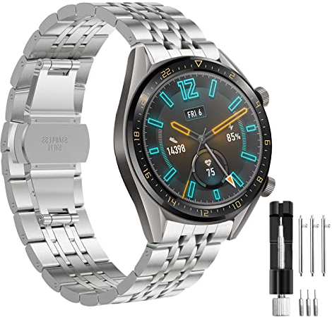 Correa para Huawei Watch GT 2 46mm, 22mm Pulsera de Metal de Acero Inoxidable para Huawei Watch GT 3/GT 3 Pro 46mm/GT 4 46mm/GT 2 Pro/GT 2e/GT Sport/Active/Elegant/Huawei Watch 3/3 Pro/4/4 Pro