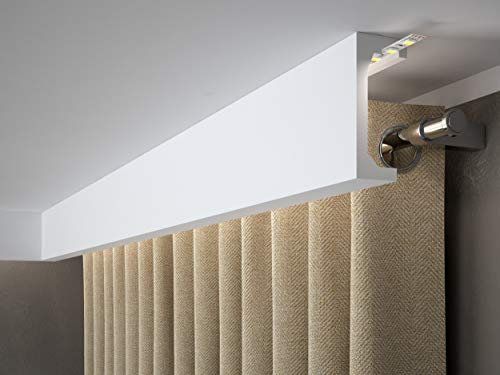 Mardom Decor | QL046T | Baguette décorative | Barre d'angle | Profil de rideau | Compatible LED | 1 barre professionnelle | 200 x 12 x 5 cm