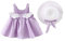 Routefuture Robe d'été pour Bébé Fille - sans Manches - Couleur Unie - avec Chapeau de Paille Robe de Princesse Vêtement Bébé Fille Mignon Robe Chic (Mauve,6-12 Mois)