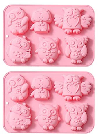 2 Stück Backform Für Kuchen Mini-Eule Silikon Kuchen Fondant Schokolade Süßigkeitenschneider Eule Eisblockform Eule Süßigkeiten Keksform Eulen-Kuchenform