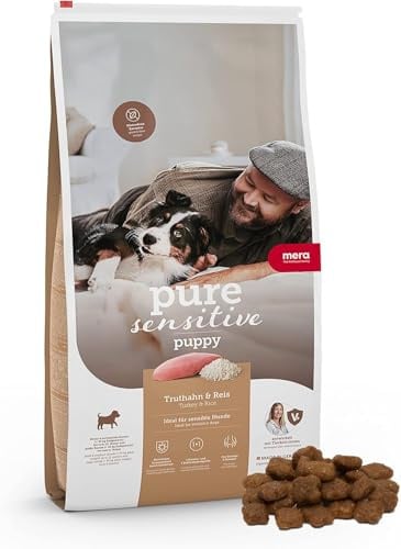 MERA Pure Sensitive Puppy Truthahn & Reis 1kg Welpenfutter | Hochwertige Rezeptur ohne Weizen & Zucker – hohe Verträglichkeit, magenschonend, für alle Rassen & sensible Hunde geeignet