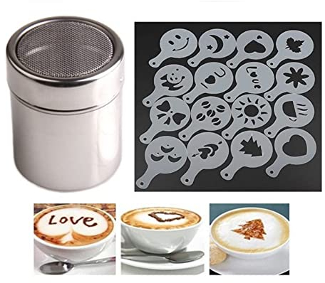 1 Stück Kakaostreuer - 16 Teile/satz Kaffee Zeichnung Cappuccino Form Phantasie Kaffee Druck Modell Schaum Spray Kuchen Schablonen Puderzucker Sieb
