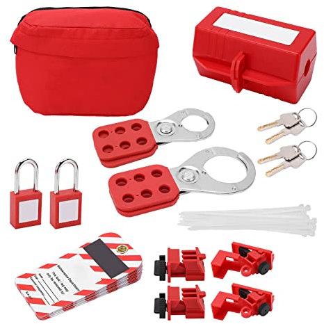 Kit de Candados de Bloqueo Y Etiquetado, con Candados de Bloqueo de Disyuntor, Cerrojos, Etiquetas de Loto, Clips de Bloqueo para Productos Químicos Industriales Eléctricos
