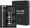 Coffee Thermos Botella de agua aislada al vacío de acero inoxidable, botella aislada de 500 ml/16 onzas con taza para bebidas frías y calientes (negro, tres tazas)