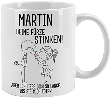 Lustapotheke® Tasse Scherzgeschenk - Deine Fürze stinken/mit Wunschnamen er furzt
