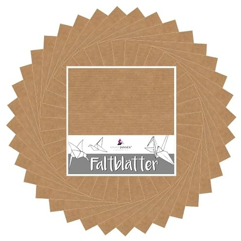 MarpaJansen Origami Faltblätter aus Natronkraftpapier braun gerippt, 90 Blatt, 15 x 15 cm in 80 g/m²