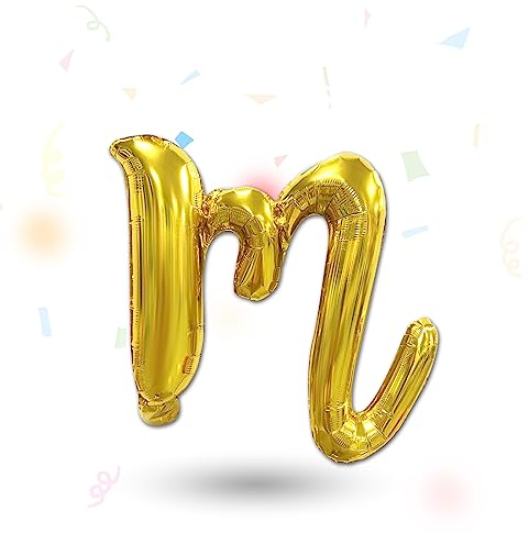 FUNXGO Folienballon Buchstaben Gold m - Buchstaben Luftballon Klein m - ca. 40cm Nur Luftfüllung - Ideal für Geburtstag, Hochzeit & Party Deko - Ballon Buchstabe M Gold