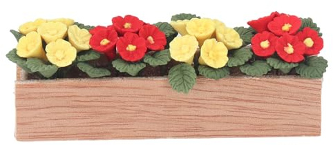 Doll House Flower Bed Miniature Bonsai for Dollhouse Decor Wood Resin Window Sill Balcony