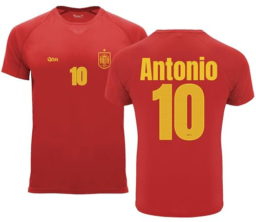 Camiseta de Fútbol Personalizada | España | Hombre | no Oficial | Deporte (L, Roja)