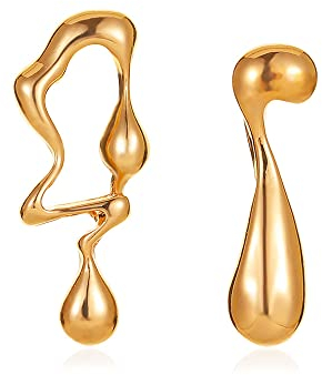 Bcenoilua Pendientes para Mujer Moda Vintage Pendientes de Gota Lágrima Pendientes Colgantes Irregulares Plata Pendientes Asimétricos para Adolescentes y Niñas