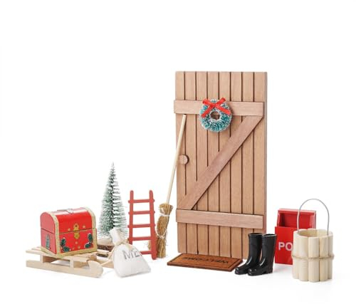Odoria 12 Stück Wichteltür Zubehör Weihnachten Miniatur Wichtel Set Feentür Dekoration
