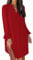 ANFTFH Kleid Damen Winter Herbst Langarm V-Ausschnitt Minikleid für Damen, Winterkleid Elegant Gerade Röhrenkleid Pulloverkleid Damen weihnachtskleider Damen Rot L