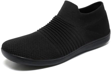 Chaussures pieds nus Chaussures pieds larges Large Chaussures à bout large Semelle sans dénivelé Femmes Hommes Chaussures de course minimalistes Fitness Trail Antidérapantes Baskets Noir profond 41
