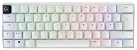 Logitech G PRO X 60 LIGHTSPEED kabellose Gaming-Tastatur, ultra-kompakte mechanische 60%-TKL-Tastatur, LIGHTSYNC RGB, Doubleshot-PBT-Tastenkappen, optische taktile, Windows PC, QWERTZ DE - Weiß