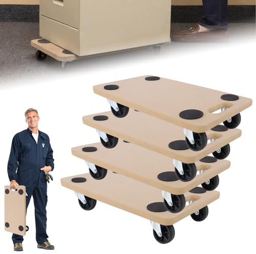 ACXIN 4X Möbelroller Transportroller 580 x 290 x 108 mm Transporthilfe mit Rollen Rollbretter Transport für Umzug Möbel-Transport, Möbelhund inkl. Gummipads bis zu 200 kg Traglast