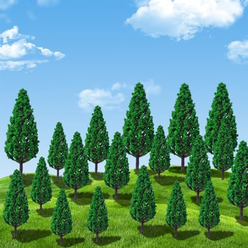 DAJILI 50 Pieces Mixed Model Trees, 1.38-2.56 inch(3.5-6.5 cm) Miniature Landscape Trees, Landscape Model Diorama Trees Mixed, Miniature Trees, Ho Scale Trees for DIY Train Railways Scenery Landscape