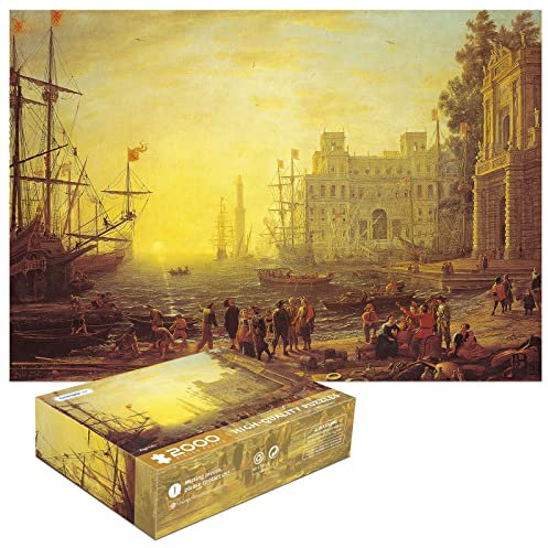 2000 Piece Puzzle-Seaside Boats Jigsaw Puzzles For Adults 2000 Piece,Porto con Villa Medici Claude Gellée Puzzle 2000 Pieces,Port Scene with the Villa Medici Puzzles