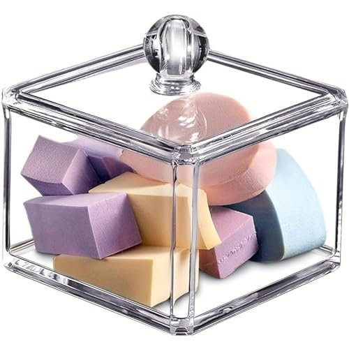 XINCHENG Wattestäbchen Behälter, Ohrstäbchen Behälter, Badezimmer Aufbewahrung mit Deckel, Transparente Acryl Wattepads Aufbewahrung für Kosmetik, Wattebällchen, Wattestäbchen