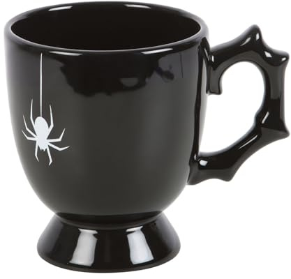 Something Different Wholesale Gotische Teetasse mit dornigem schwarzem Griff und aufgedrucktem Spinnen-Detail – ideal für einzigartige Teemomente – umarmen Sie dunkle Eleganz in jedem Schluck