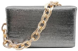 CORIOS Borsetta da Sera da Donna Pochette Piccolo con Catena Clutch in Paillettes Borsa Sposa Elegante Borsa a Spalla Lussuoso Borsa a Tracolla Cerimonia Ballo Festa Borse Messenger Grigio Argento