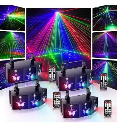 propulsion Life Discolicht Partylicht, 4PC DMX 9 Lens LED RGB Partylicht Stroboskop, disco licht mit Sound Aktiviert für Home Party Klub Geburtstag Hochzeit Konzert Bar