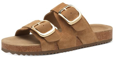 s.Oliver Damen Pantoletten aus Leder mit Schnallen, Braun (Cognac), 36 EU