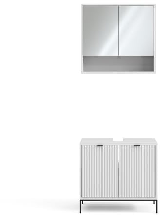 Vicco Badmöbel-Set Eliza, Badezimmerschrank-Set, Weiß, 2 Teile