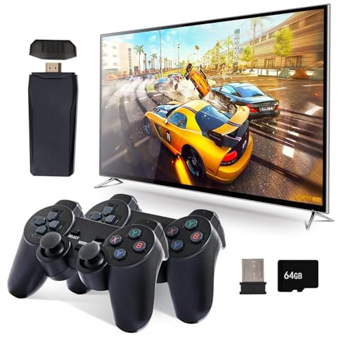 Retro Gaming Console, Retro Game Stick with Built-in 9 Emulators, 30,000+ Games, Game Stick 4K HDMI Output, and 2.4GHz Wireless Controllers, Plug and Play Video Games for Tv, Game Consoles (Black)